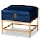 Baxton Studio Aliana Glam and Luxe Navy Blue Velvet Fabric and Gold Finished Metal Small Storage Ottoman 182-11565-Zoro - alternate 6